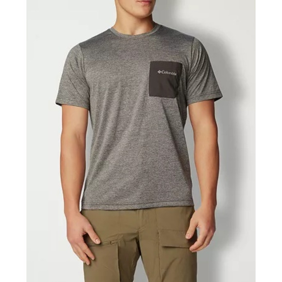 Columbia Men Hike Novelty Performance Crewneck T-Shirt Black Heather Size L - Picture 1 of 3